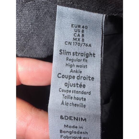 H & M women’s New slim straight regular fit high waisted ankle black jeans - Picture 12 of 16